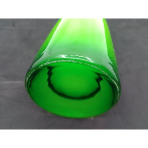 Vtg. Retro Encased Green Scandinavian Style Clear Bottom Bud Vase Almost 7.5" - Picture 7 of 10